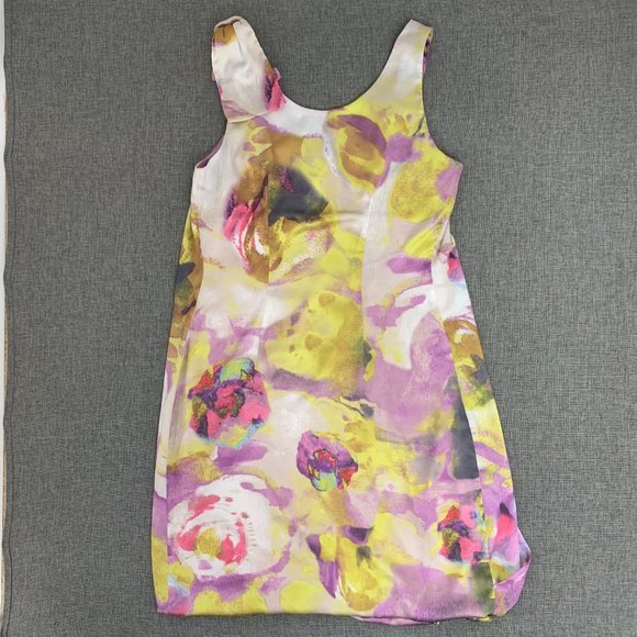 H&M Watercolor Pastel Dress Silky Soft Size 4 Sleeveless Scoop Neck Bow Shoulder - Picture 11 of 11